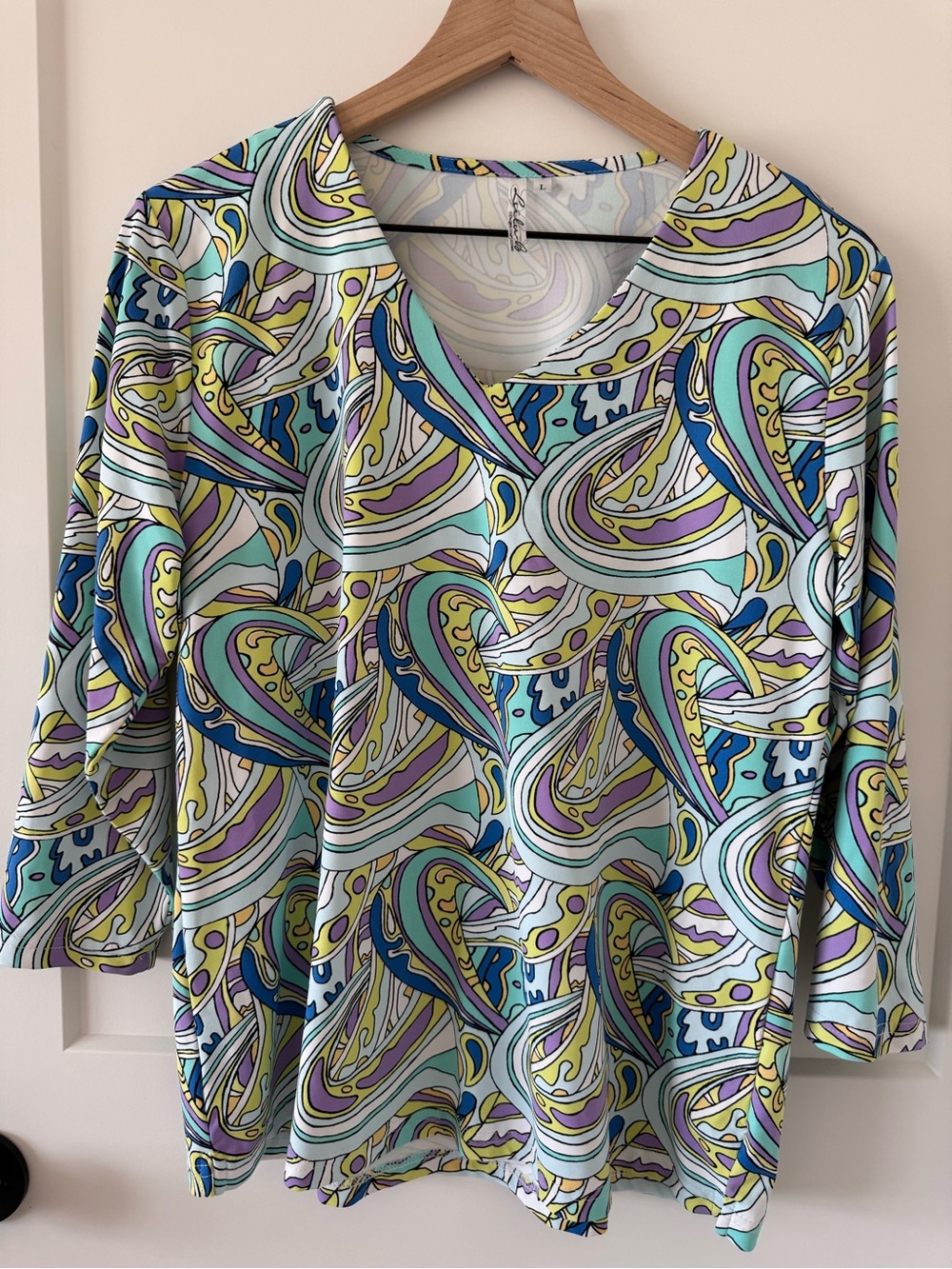 Lulu-B Paisley Colorful V-Neck Tunic Size Large
